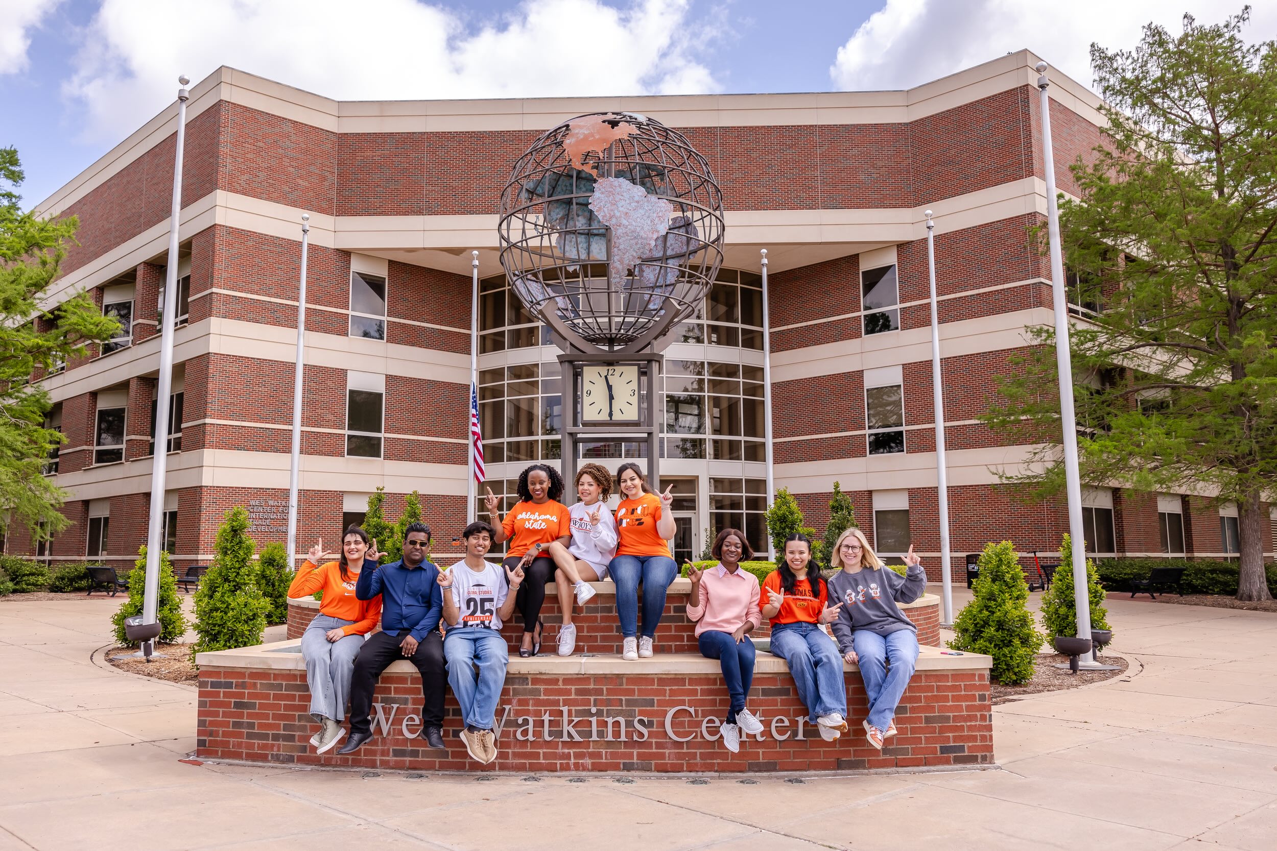Group of students in front of Wes Watkins Center.